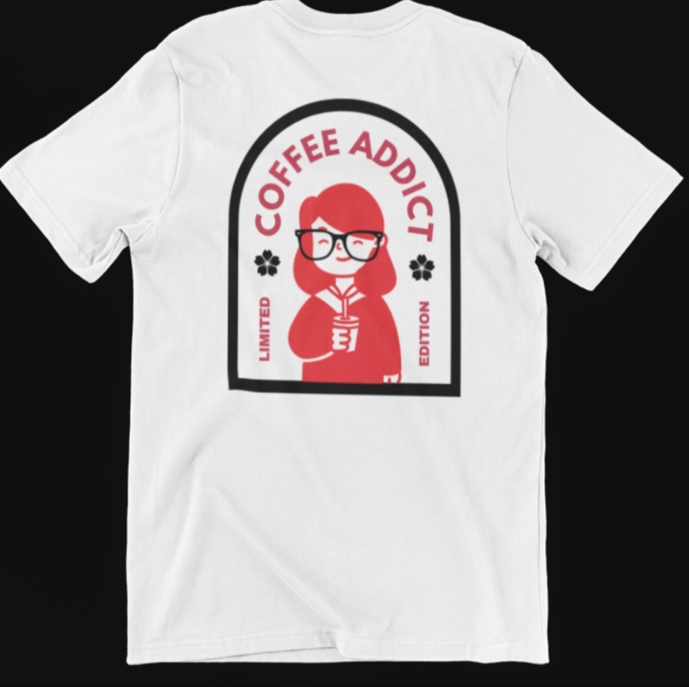 Coffee Addict Limited Edition T-Shirt - Handmade, Unique Design!